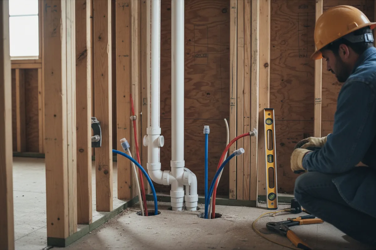 Drain and supply rough-in during Garbage Disposal Repair in Allenton