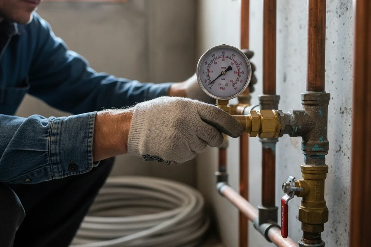 Pressure testing a repaired line during Water Line Repair in Allenton